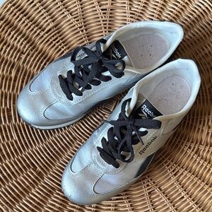 Reebok Metallic Silver Sneakers with Black Accents